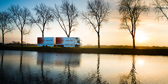 International Moving Truck at Sunset